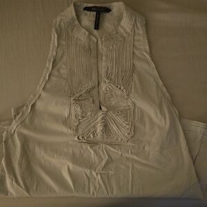 BCBGMaxAzria Cream Pleated Front Sleeveless Camisole